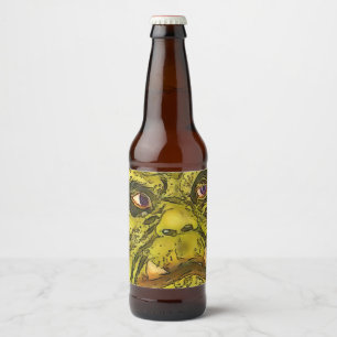 Étiquette Pour Bouteilles De Bière Caricature déplaisante Monster Black Outline