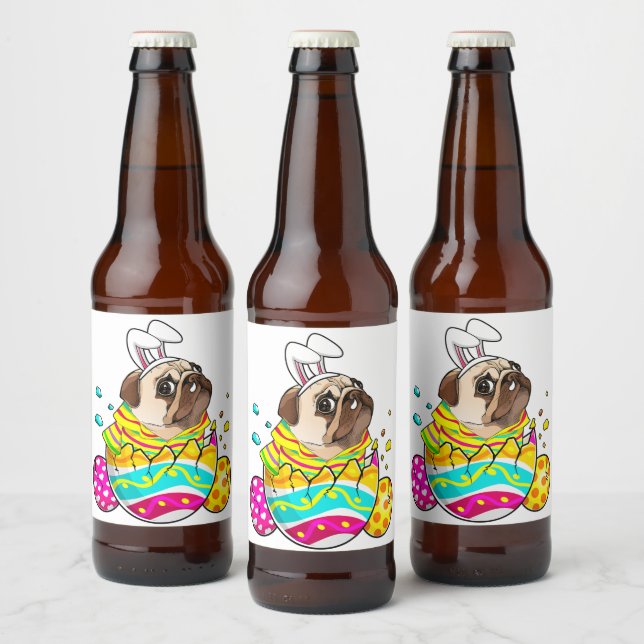 Étiquette Pour Bouteilles De Bière Carlin Bunny OEufs de Pâques Jour de Pâques Mignon (Bouteilles)