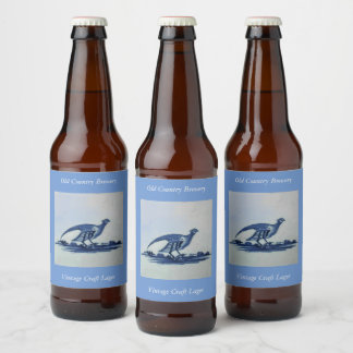 Étiquette Pour Bouteilles De Bière Carrelage Bleu Delft antique - Grouse dans l'Herbe