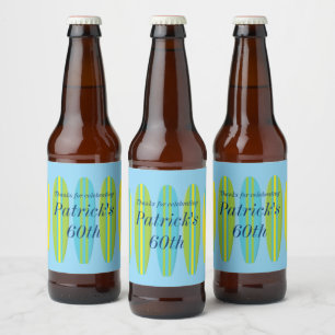 Étiquette Pour Bouteilles De Bière Carte d'anniversaire Bright Surfboards