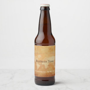 Étiquette Pour Bouteilles De Bière Carte du monde à l'aspect de vieux papier nostalgi
