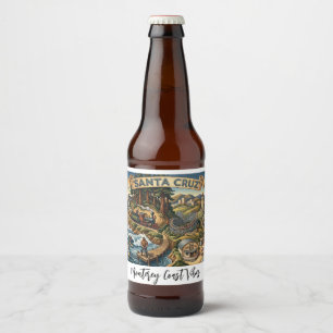 Étiquette Pour Bouteilles De Bière Carte illustrée de Santa Cruz Californie Quai UCSC