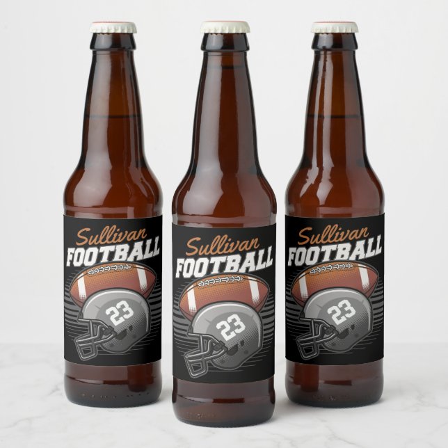 Étiquette Pour Bouteilles De Bière Casque de footballeur personnalisé avec le numéro  (Bouteilles)
