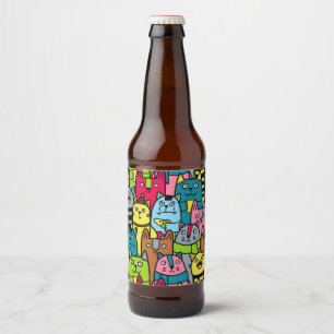 Étiquette Pour Bouteilles De Bière Cat et kitten