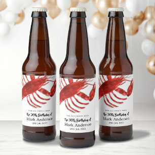 Étiquette Pour Bouteilles De Bière Célébration de la fête d'anniversaire du homard
