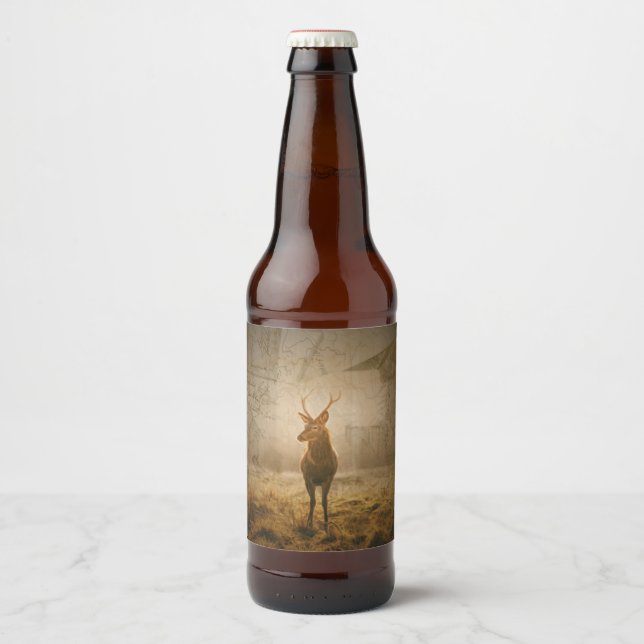 Étiquette Pour Bouteilles De Bière Cerf dans la forêt (Devant)