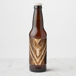 Étiquette Pour Bouteilles De Bière Cerf de Boho sur bois rustique