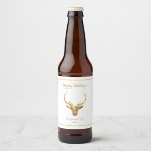 Étiquette Pour Bouteilles De Bière Cerfs communs modernes d'or, vacances