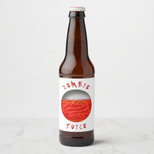 Étiquette Pour Bouteilles De Bière Cerveaux drôles de jus de zombi de Halloween