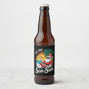 Étiquette Pour Bouteilles De Bière C'est le soleil de la mer Santa Beach Noël en juil