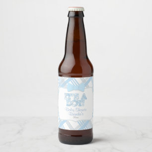 Étiquette Pour Bouteilles De Bière C'est un garçon, baby shower bleu de plaid