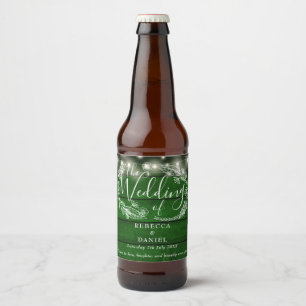 Étiquette Pour Bouteilles De Bière Chaîne éclaire Floral Rustique Mariage vert émerau