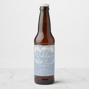 Étiquette Pour Bouteilles De Bière Chaîne Lights Floral Dusty Mariage bleu