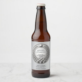 Étiquette Pour Bouteilles De Bière Championnat de Beer Pong avec médaille d'argent