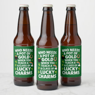 Étiquette Pour Bouteilles De Bière Charme de professeur de la Saint-Patrick Trèfle Ir