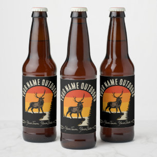 Étiquette Pour Bouteilles De Bière Chasse ADD NOM Extérieur Cerf Élan Campagne Sauvag