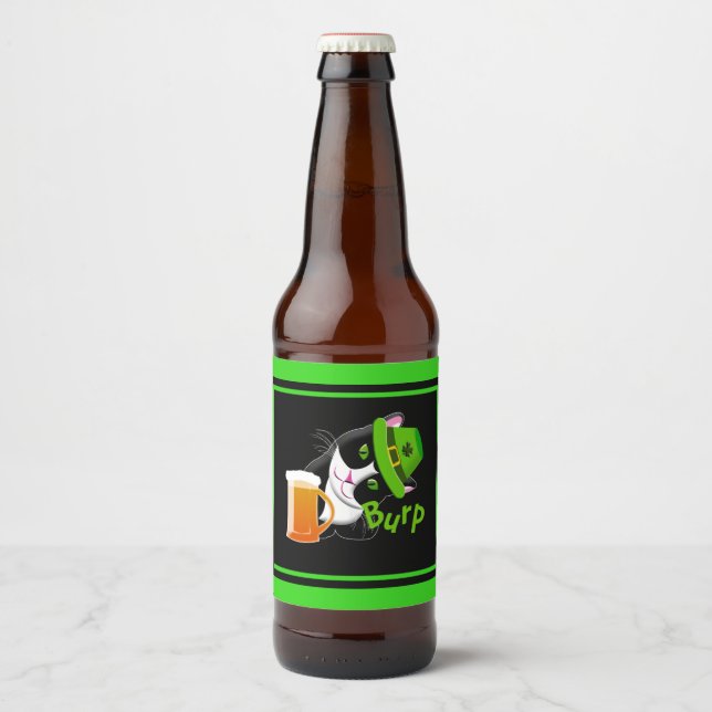 Étiquette Pour Bouteilles De Bière Chat de la Saint Patrick (Devant)