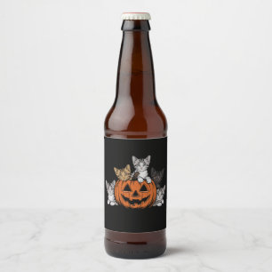 Étiquette Pour Bouteilles De Bière Chat des années 90 Halloween Rétro Saison effrayan