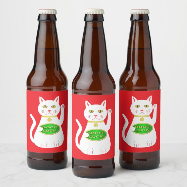 Étiquette Pour Bouteilles De Bière Chat Oriental Lucky (Bouteilles)
