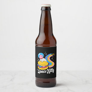 Étiquette Pour Bouteilles De Bière Chat spatial astronaute