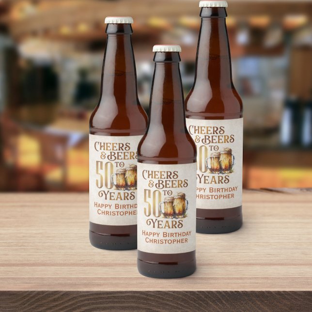 Étiquette Pour Bouteilles De Bière Cheers & Beers 50e anniversaire (Créateur téléchargé)