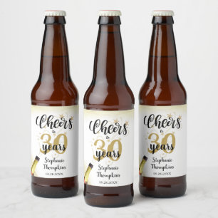 Étiquette Pour Bouteilles De Bière CHERS D'Anniversaire À # ANNÉES Black Gold Script
