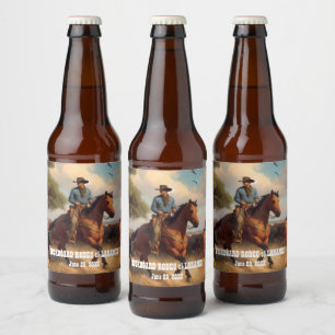 Étiquette Pour Bouteilles De Bière Cheval du cowboy et de la baie de l'Ouest
