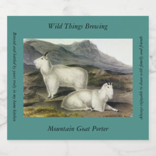Étiquette Pour Bouteilles De Bière Chèvre de montagne (Capra Americana par Audubon)