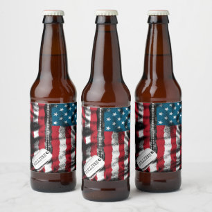 Étiquette Pour Bouteilles De Bière Chien militaire personnalisé Tags USA Drapeau