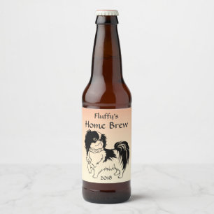 Étiquette Pour Bouteilles De Bière Chien noir et blanc sur l'étiquette orange de