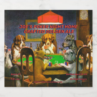 Étiquette Pour Bouteilles De Bière Chiens jouant au poker personnalisés artisanaux dé