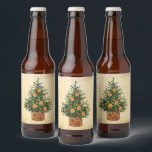 Étiquette Pour Bouteilles De Bière Christmas Tree Country Farmhouse Bière simple Labe<br><div class="desc">Ferme de campagne simple arbre de Noël traditionnel avec oranges séchées rustiques et décorations de fruits. Faux arrière - plan en détresse. Parfait pour toutes vos bouteilles de fête de vacances,  vin,  eau,  bière,  alcool,  etc. Assurez-vous d'acheter des assiettes,  des serviettes de toilette,  etc.</div>