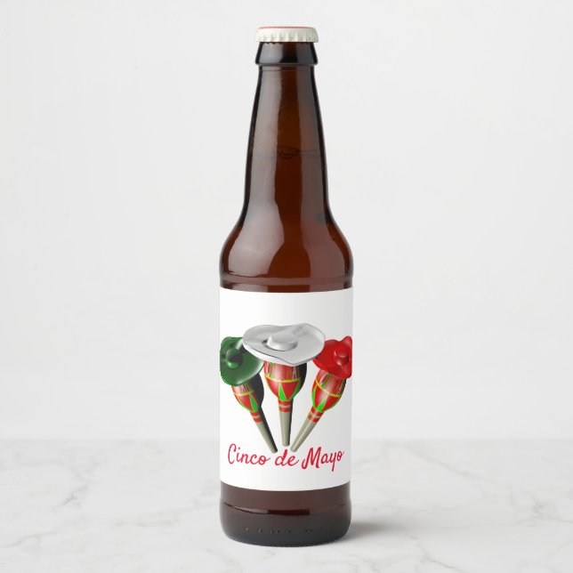 Étiquette Pour Bouteilles De Bière Cinco de mayo, fiesta mexicaine (Devant)