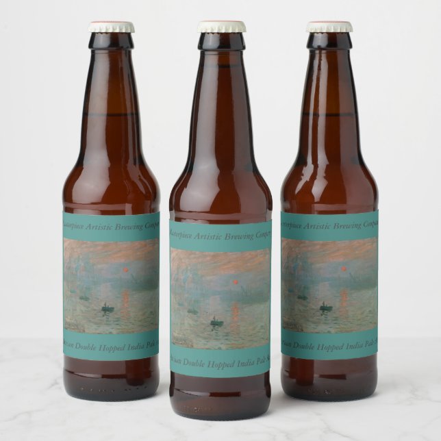 Étiquette Pour Bouteilles De Bière Claude Monet Impression Soleil levant (soleil leva (Bouteilles)