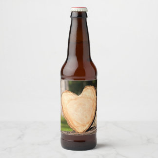 Étiquette Pour Bouteilles De Bière coeur en bois
