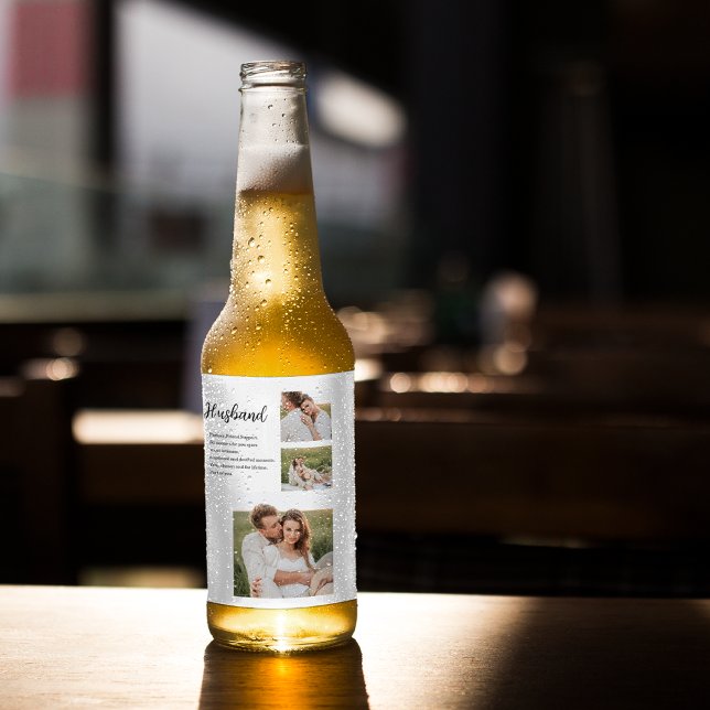Étiquette Pour Bouteilles De Bière Collage Couple Photo & Romantique Mari Amour Cadea (Créateur téléchargé)