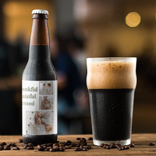 Étiquette Pour Bouteilles De Bière Collage moderne Trois photos   BON THANKSGIVING
