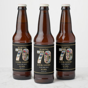 Étiquette Pour Bouteilles De Bière Collage photo « Faire paraître 70 ans jeune » 70 a