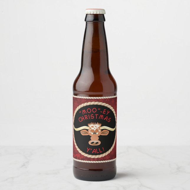 Étiquette Pour Bouteilles De Bière Comique Longhorn Steer (Devant)