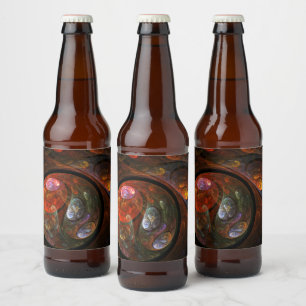 Étiquette Pour Bouteilles De Bière Connexion fluide Art Abstrait