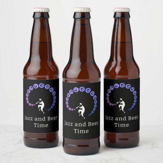 Étiquette Pour Bouteilles De Bière Cool Jazz Trumpet Musicien Blue Lilac Bière Étique (Bouteilles)