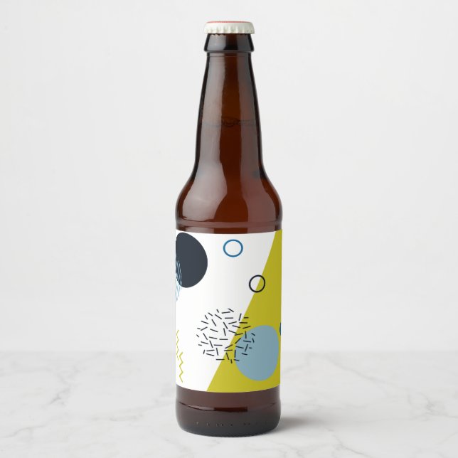 Étiquette Pour Bouteilles De Bière Cool, tendance, moderne, vert Memphis (Devant)
