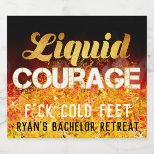 Étiquette Pour Bouteilles De Bière Courage Liquide Noir et Or Flamboyant Drôle