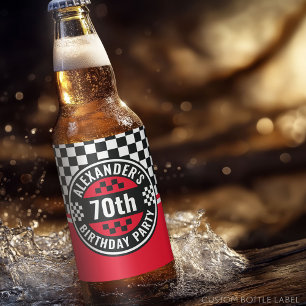 Étiquette Pour Bouteilles De Bière Course automobile À damiers Drapeau Anniversaire