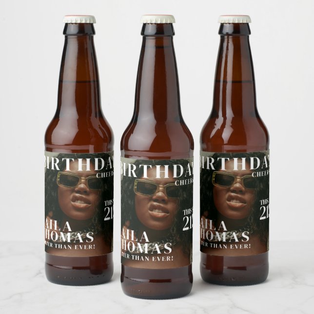 Étiquette Pour Bouteilles De Bière Couverture de magazine de fête d'anniversaire pers (Bouteilles)
