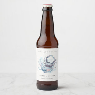 Étiquette Pour Bouteilles De Bière Crabe sous-marin Muet Corail Mariage nautique