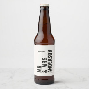 Étiquette Pour Bouteilles De Bière crème moderne noir minimum gras simple mariage