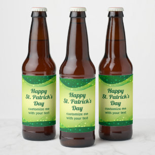 Étiquette Pour Bouteilles De Bière Custom Happy St. Patrick's Day Green Sparkle Party