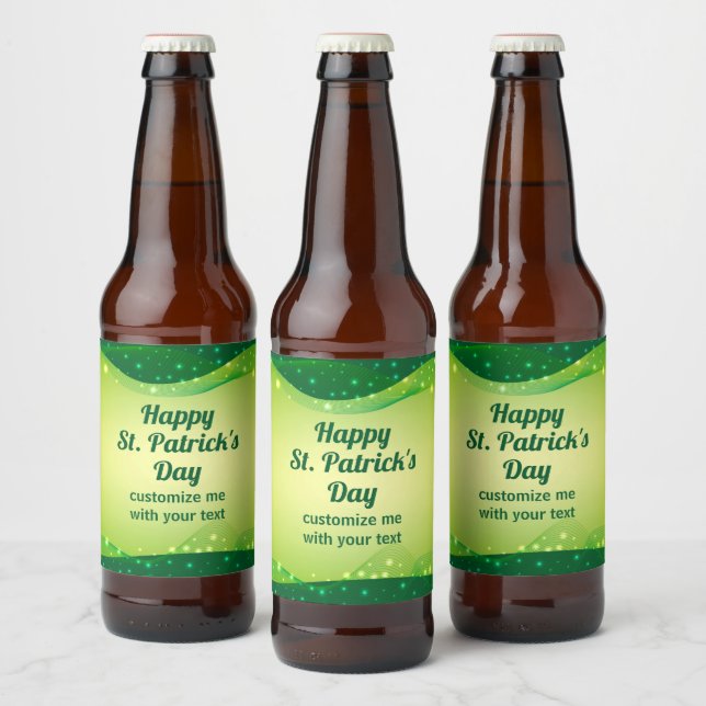 Étiquette Pour Bouteilles De Bière Custom Happy St. Patrick's Day Green Sparkle Party (Bouteilles)