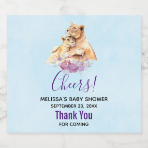 Étiquette Pour Bouteilles De Bière Cute Aquarelle Mère Lion & Baby shower Cub